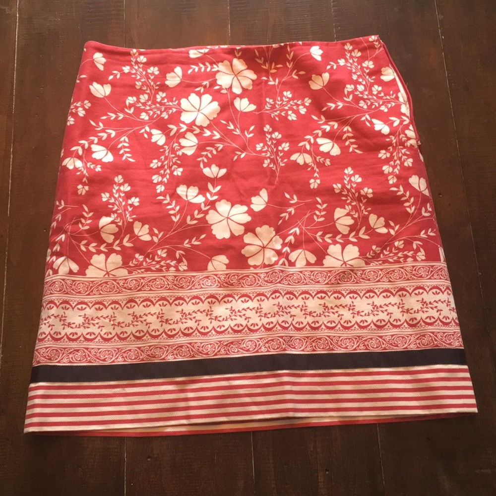 EUC Ann Taylor Loft Pink/White & Navy Pencil Skirt